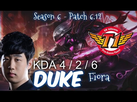 SKT T1 Duke FIORA Top vs IRELIA - Patch 6.12 KR Ranked | League of Legends