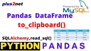 Python Pandas DataFrame data to Clipboard by to_clipboard()  MySQL sample table or Excel  as source