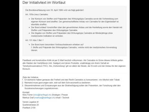 Wortlaut der neuen Initiative zur Legalisierung von Cannabis in der Schweiz