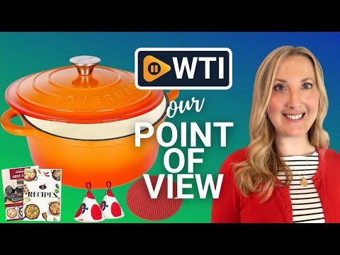 Overmont Enameled Cast Iron Dutch Oven - 5.5QT Pot with Lid Cookbook & Cotton Potholders - Heavy-Duty Cookware for Braising - WTI product video review