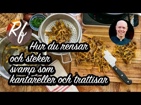 Hur du steker svamp som kantarell, trattkantarell, Karljohan, ostronskivling, champinjon eller annan matsvamp.  Ett grundrecept med tips på hur du kan rensa och tillaga svamp på enkelt vis. >