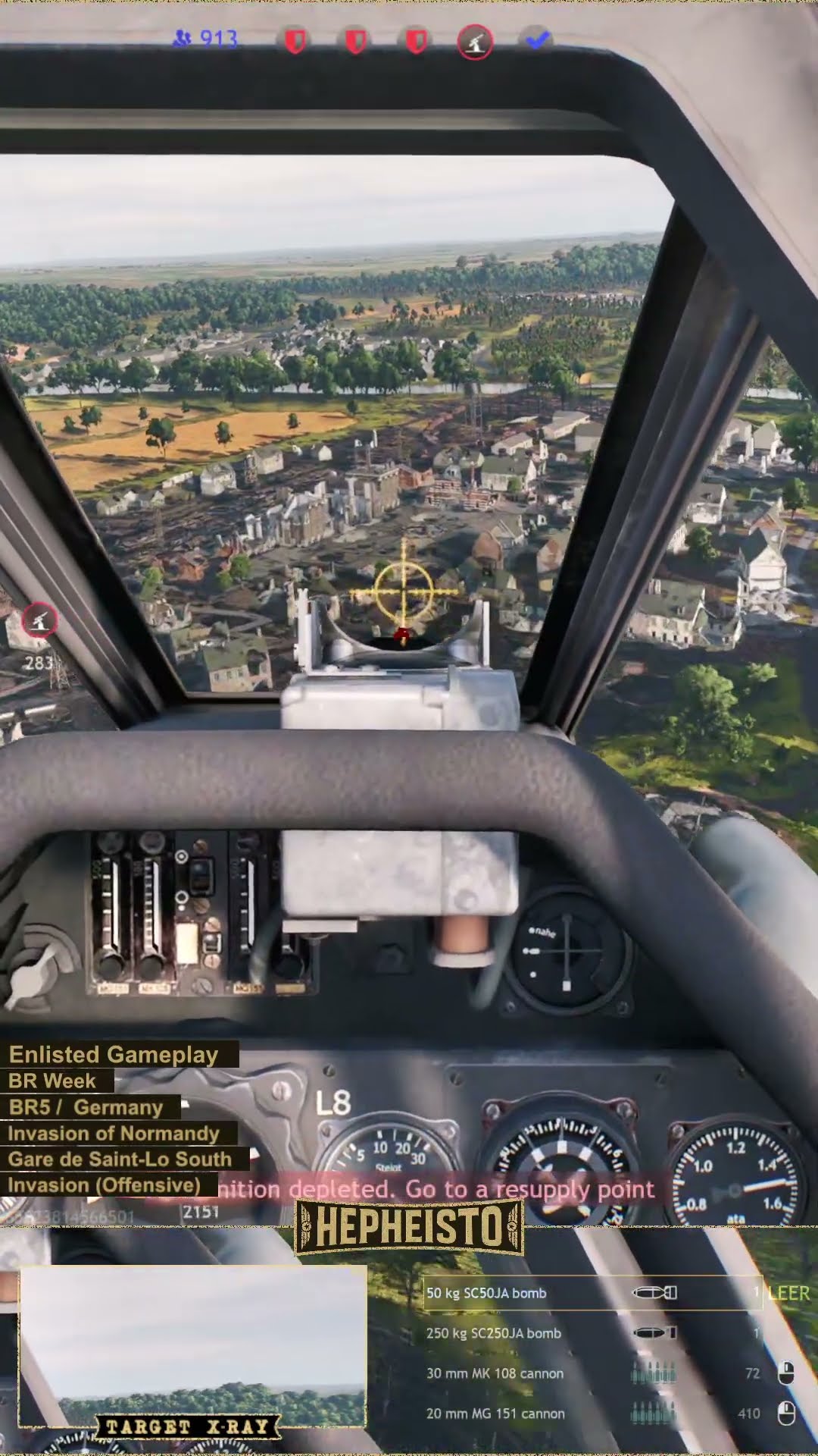 Pilot eliminates Tank M26 with 50kg bombs