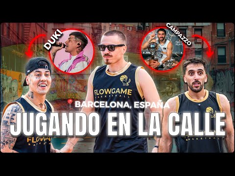 Coco, Campazzo, and Duki make a surprise appearance at a street basketball court.