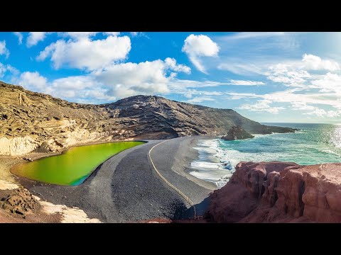 Kanaren Lanzarote 🇧🇴 🌋 2022 4K | El Golfo & im Meer versunkene Krater des Vulkans Montaña de Golfo