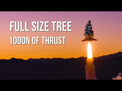 A rocket engine attached to a Christmas tree ahead of launch