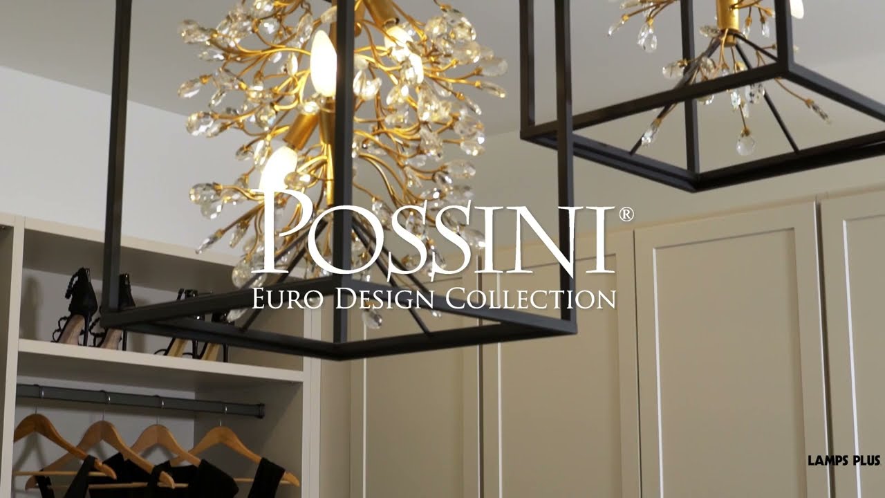 Video1 of Possini Euro Carrine 15 1/4" Wide Black and Gold 4-Light Pendant Light