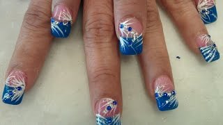 BLUE CHRISTMAS NAILS part 2