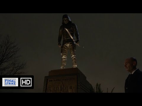 Quentin Unveils The Green Arrow Statue Scene | Arrow 8x10