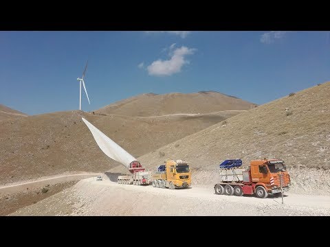 Transporting Wind Blades 70 M. With Goldhofer Blade Lifts - Anipsotiki SA