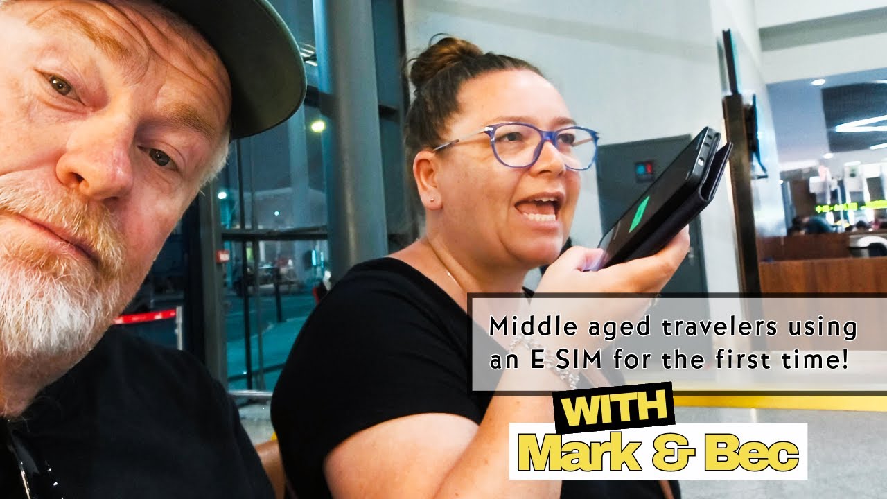 Middle aged travelers using an eSIM for the FIRST TIME!