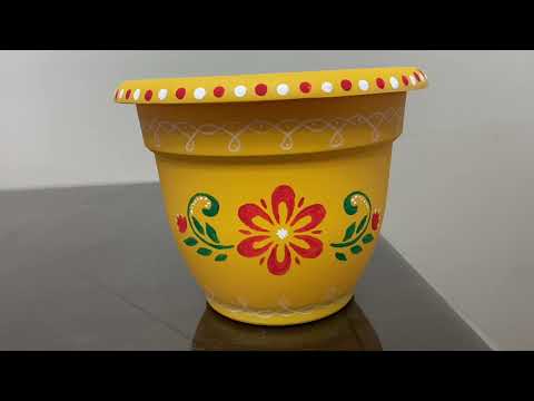 Tulasi pot painting using stencil | diy | in USA