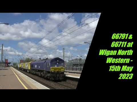 66791 & 66711 at Wigan North Western - 15th May 2023
