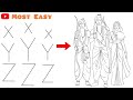 Ram Sita And Lakshman Ji Easy Diwali Drawing Diwali Special Vanvas Drawing