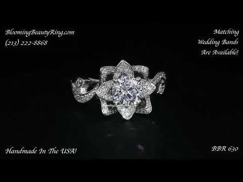 BBR 630 Handmade In The USA Floral Style Diamond Engagement Ring Lotus Swan