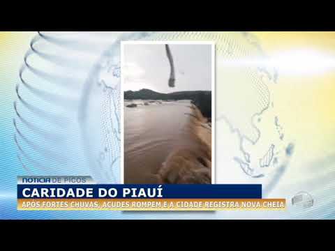 Em Caridade do Piauí após fortes chuvas, açudes rompem e a cidade registra nova cheia