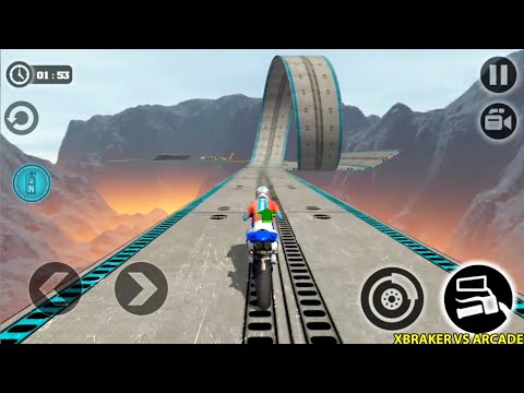 Impossible Moto Bike Tracks 3D: Blue Moto Driving Levels 1 to 9 - Android Gameplay Walkthrough