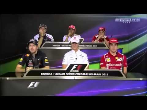 Vettel joking in Brazilian Thurdsay Drivers Press Conference - 2012