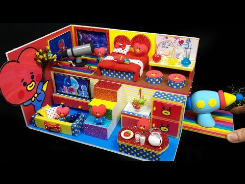 DIY Miniature BTS&BT21 Board House # - Build Amazing Apartment for TATA!