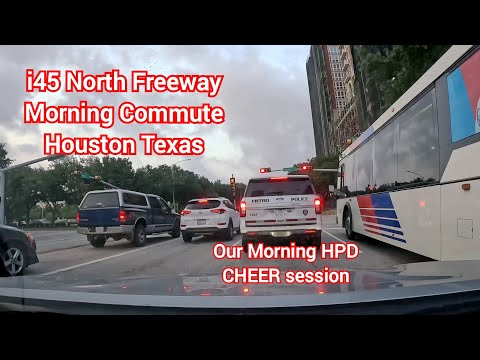 4K i45 North Freeway HOV Houston Texas Morning Commute