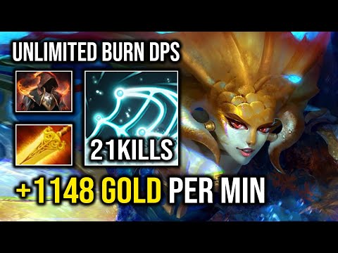 Ultimate 1v5 Naga Siren +105 Radiance Flames Cloak Burn Per Second 1.1K GPM & 122K Damage Dota 2