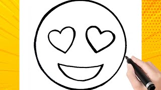 Como dibujar al Emoji del Enamorado paso a paso