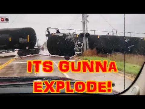 TRAIN CARS DERAIL AND ROLL OVER!