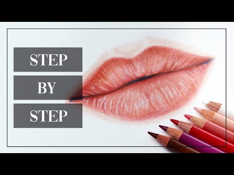 HOW TO DRAW REALISTIC LIPS WITH COLORED PENCILS: Easy...