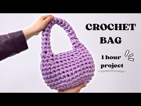 i made a crochet bag in 1 hour using t-shirt yarn
