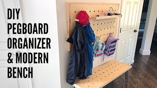DIY Pegboard Organizer and Modern Bench