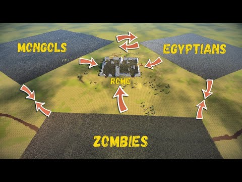 Battle Of 4 Armies: Zombies - Mongols - Egyptians - Rome - UEBS 2