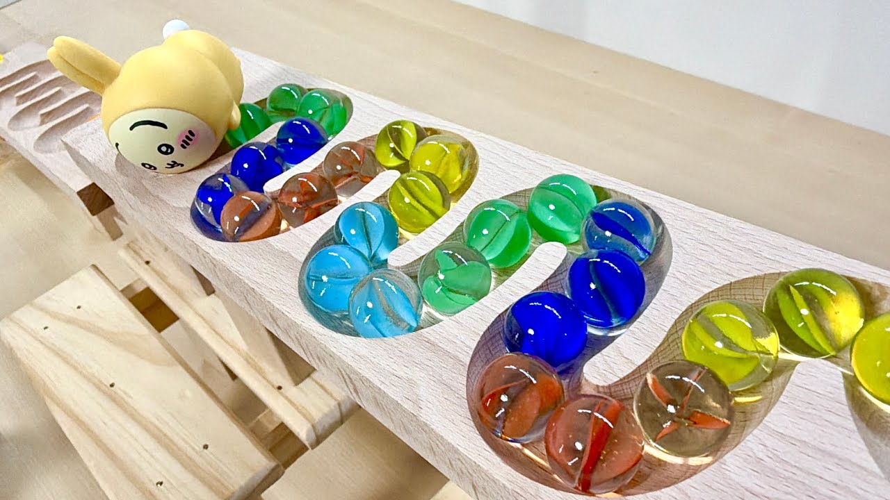 マーブルラン ASMR ⭐️ HABA ウェーブスロープとポップチューブをビー玉がって透明のボトルに車ケースに入ります #129