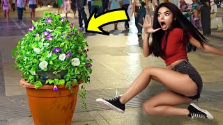 In Madrid This Bush Gives The Craziest Scares !! Bushman Prank