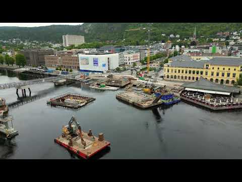 #DroneVideo fra Nye Drammen stasjon og den Nye #Bybrua i #Drammen - 18. August 2024 Status-Q