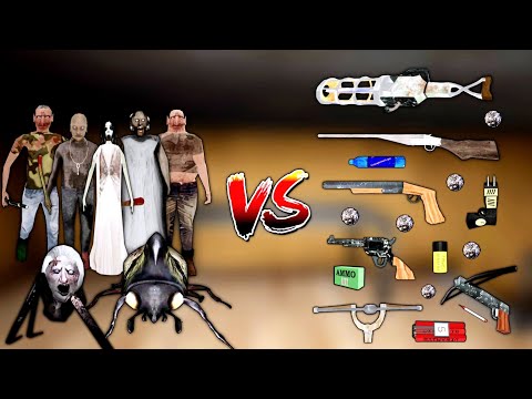 The Twins Family And Granny Family With Spider Mom Vs All New Unlimited Weapons | The Twins Mod