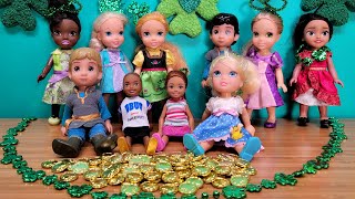 St. Patrick's Day 2024 ! Elsa & Anna toddlers - school fun - Barbie dolls