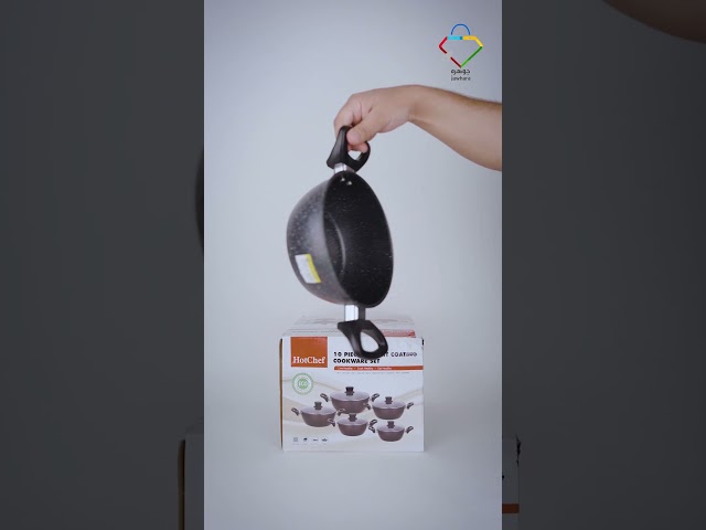 طقم قدور رخامي غطاء زجاج 10 قطعة