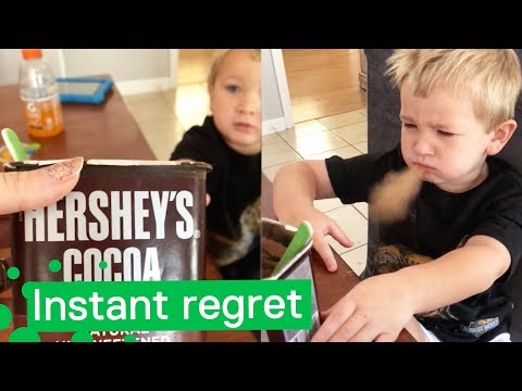 Instant Regret for Boy after Tasting Cocoa Powder 😂😂😂
