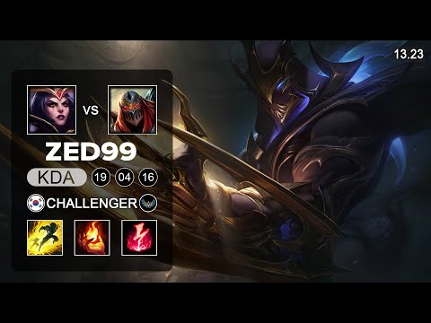 ZED99 Zed vs LeBlanc Mid - KR Challenger - Patch 13.23 Season 13