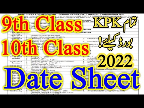 (PDF) 9th Class Peshawar Board Date Sheet 2022