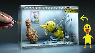 Diorama of realistic Rainbow Friends Yellow In the Laboratory