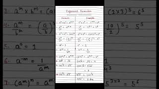 Exponent Formulas #maths #exponents