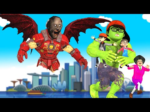 Super Hero NickHulk Rescue Tani vs Giant Zombie Granny - Scary Teacher 3D Nick love Tani Animation