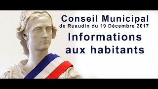 Conseil Municipal du 19 décembre 2017 en vidéo