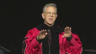 President Joel Towers addresses the 2025 graduating class