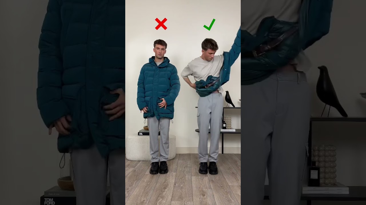 DIY: PUFFER JACKET WITH A BELT 😱 SAVE FOR LATER to see #shorts about #menswear & #stylingtips