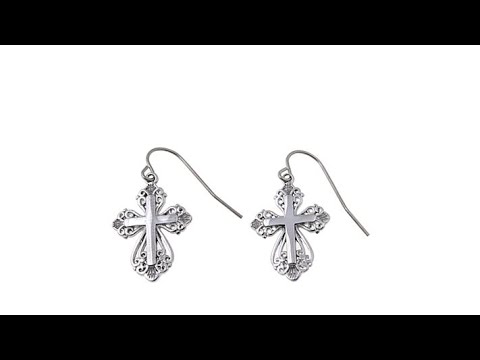 Michael Anthony Jewelry Filigree Cross Drop Earrings