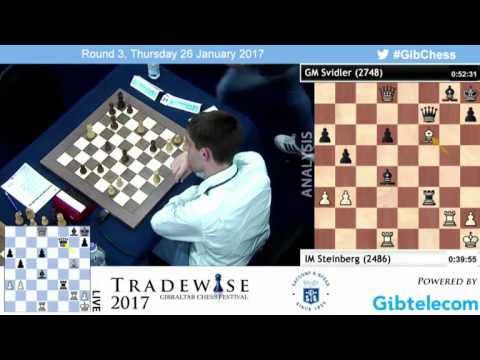 Gibraltar 2017 -Round 3 - IM Steinberg vs GM Svidler time trouble drama