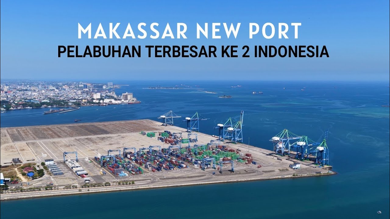 Makassar New Port, Pelabuan Terbesar Ke 2 Indonesia dilihat dari udara dengan Drone