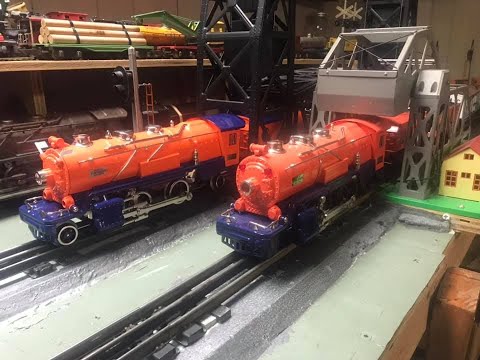 LCT Lionel Trains prewar O gauge Orange 263E with some 2800 series cars on the layout