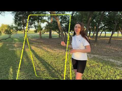 7x4 FT Volleyball Rebounder Net, 5-Angle Adjustable with Steel Frame & High-Tension PE Netting